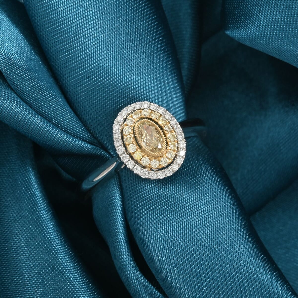 Modani Natural Yellow and White Diamond 0.47 ctw Ring in 950 Platinum and 18K Yellow Gold (Size  10.0) 5.05 Grams image number 1