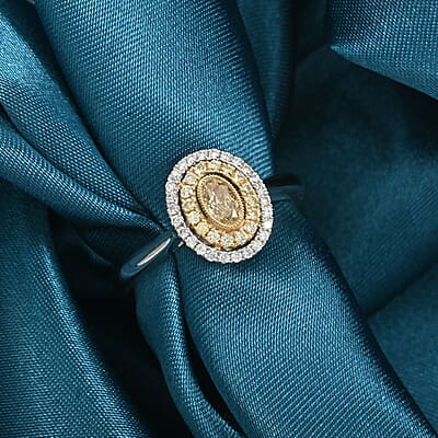 Modani Natural Yellow and White Diamond 0.47 ctw Ring in 950 Platinum and 18K Yellow Gold (Size 10.0) 5.05 Grams