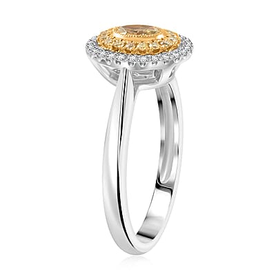 Modani Natural Yellow and White Diamond 0.47 ctw Ring in 950 Platinum and 18K Yellow Gold (Size 10.0) 5.05 Grams