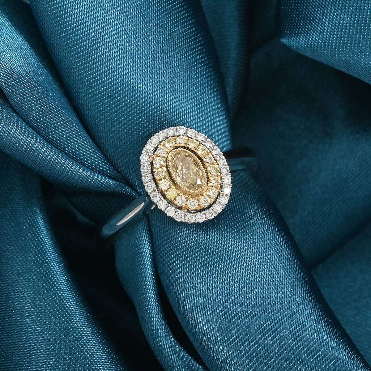 Modani Natural Yellow and White Diamond 0.47 ctw Ring in 950 Platinum and 18K Yellow Gold (Size  7.0)  5.05 Grams image number 1