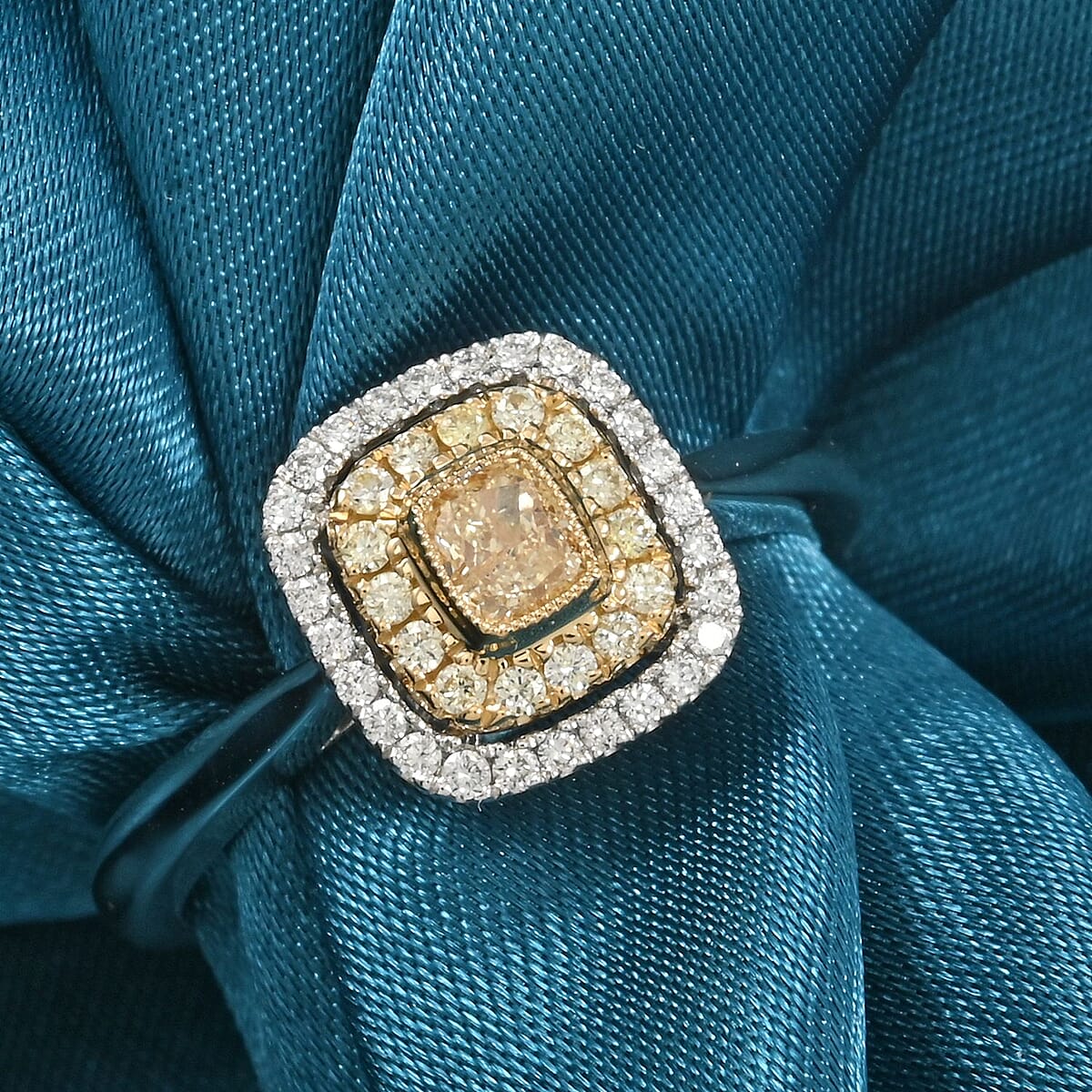 Modani Natural Yellow and White Diamond 0.47 ctw Ring in 950 Platinum and 18K Yellow Gold (Size  7.5)  4.96 Grams image number 1