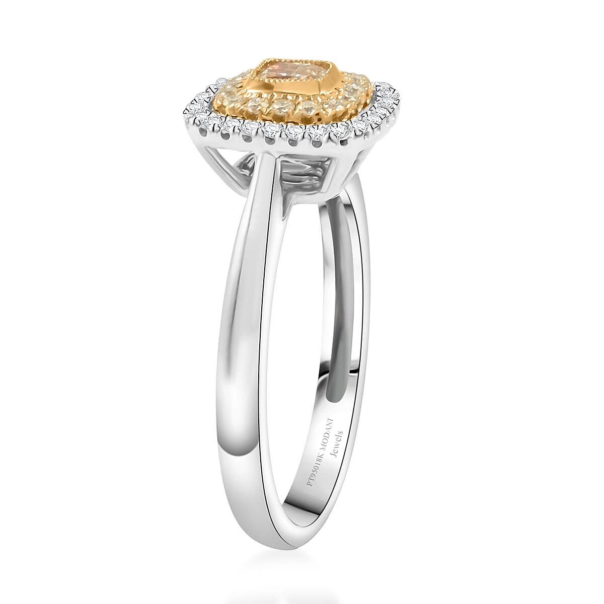 Modani Natural Yellow and White Diamond 0.47 ctw Ring in 950 Platinum and 18K Yellow Gold (Size  8.5)  4.96 Grams image number 3