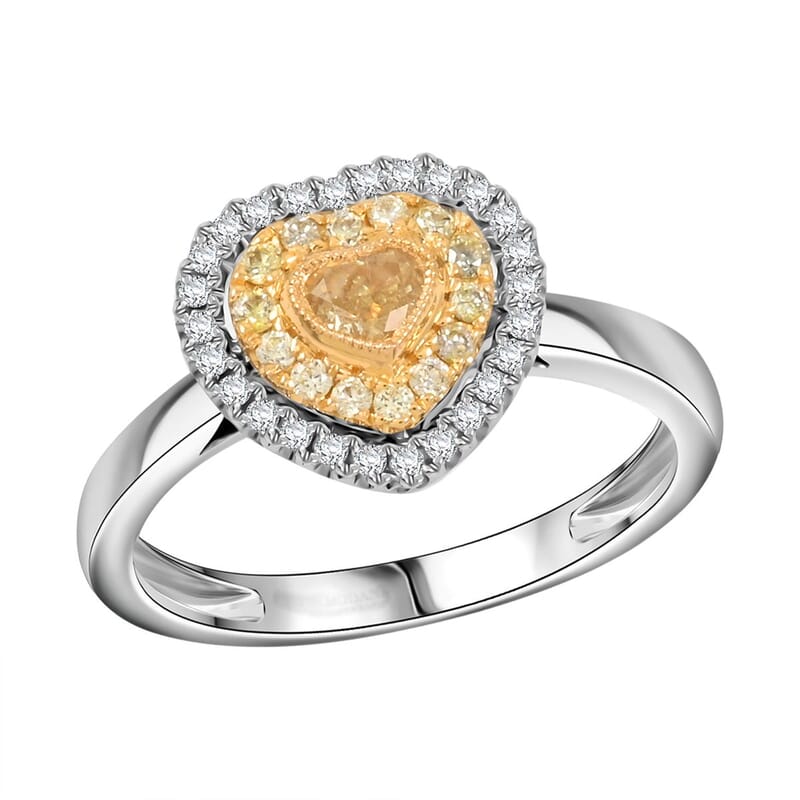 Modani Natural Yellow and White Diamond 0.47 ctw Ring in 950 Platinum and 18K Yellow Gold (Size 10.0) 4.96 Grams