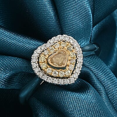 Modani Natural Yellow and White Diamond 0.47 ctw Ring in 950 Platinum and 18K Yellow Gold (Size 10.0) 4.96 Grams