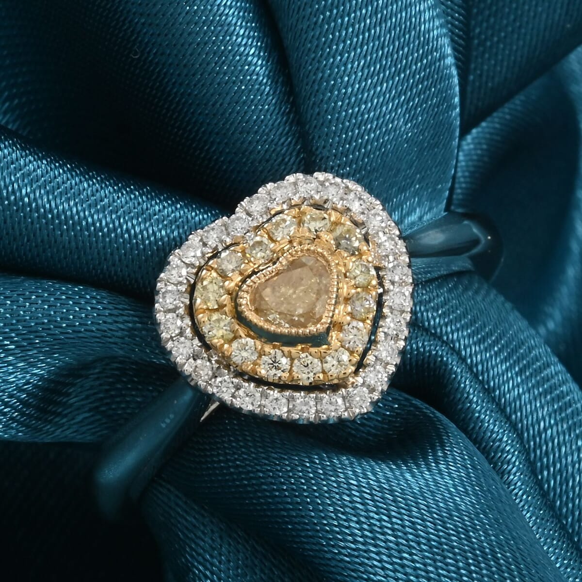 Modani Natural Yellow and White Diamond 0.47 ctw Ring in 950 Platinum and 18K Yellow Gold (Size 8.0) 4.96 Grams image number 1