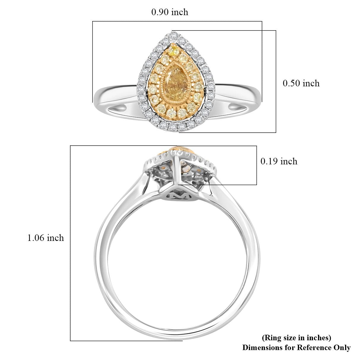Modani Natural Yellow and White Diamond 0.47 ctw Ring in 950 Platinum and 18K Yellow Gold (Size 5.0) 4.96 Grams image number 5