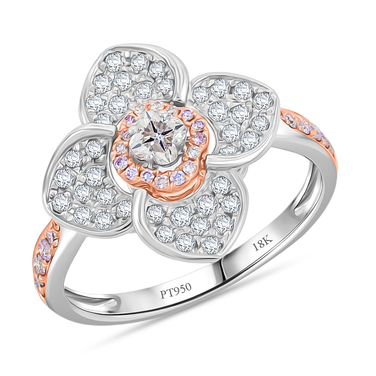 Modani 18K White and Rose Gold Natural Pink and White Diamond Ring (Size 7.0) 0.62 ctw image number 0