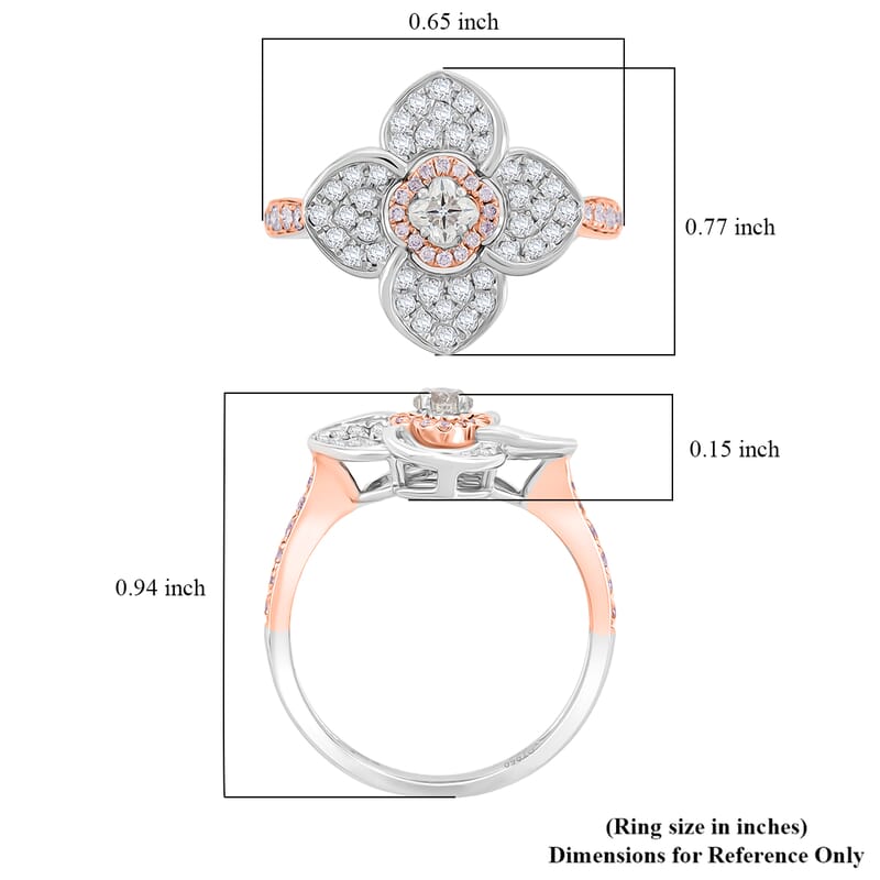 Modani 18K White and Rose Gold Natural Pink and White Diamond Ring (Size 7.0) 0.62 ctw