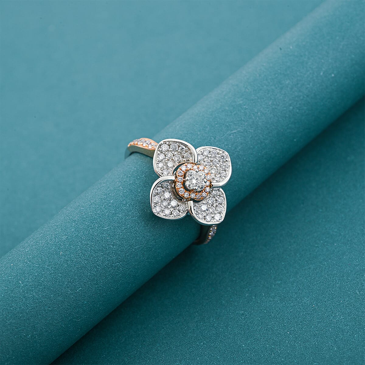 Doorbuster Modani Natural Pink and White Diamond 0.62 ctw Ring in 18K White and Rose Gold (Size 7.0) image number 1