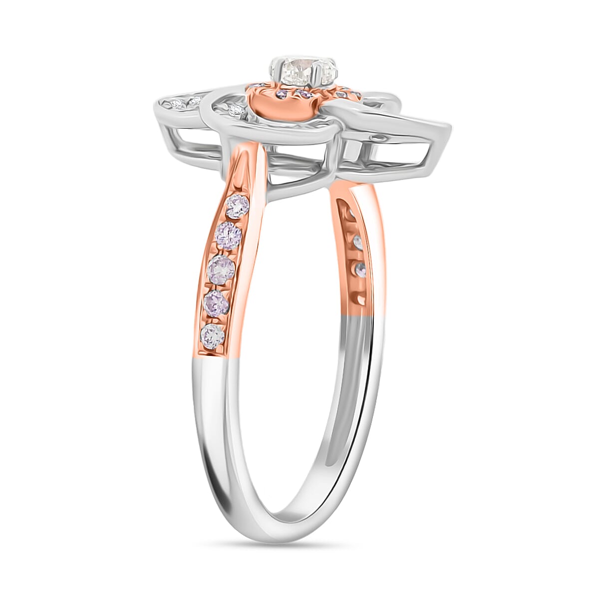 Doorbuster Modani Natural Pink and White Diamond 0.62 ctw Ring in 18K White and Rose Gold (Size 7.0) image number 3