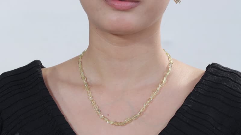 Lemon Quartz 85.00 ctw Necklace in Stainless Steel 18 Inches