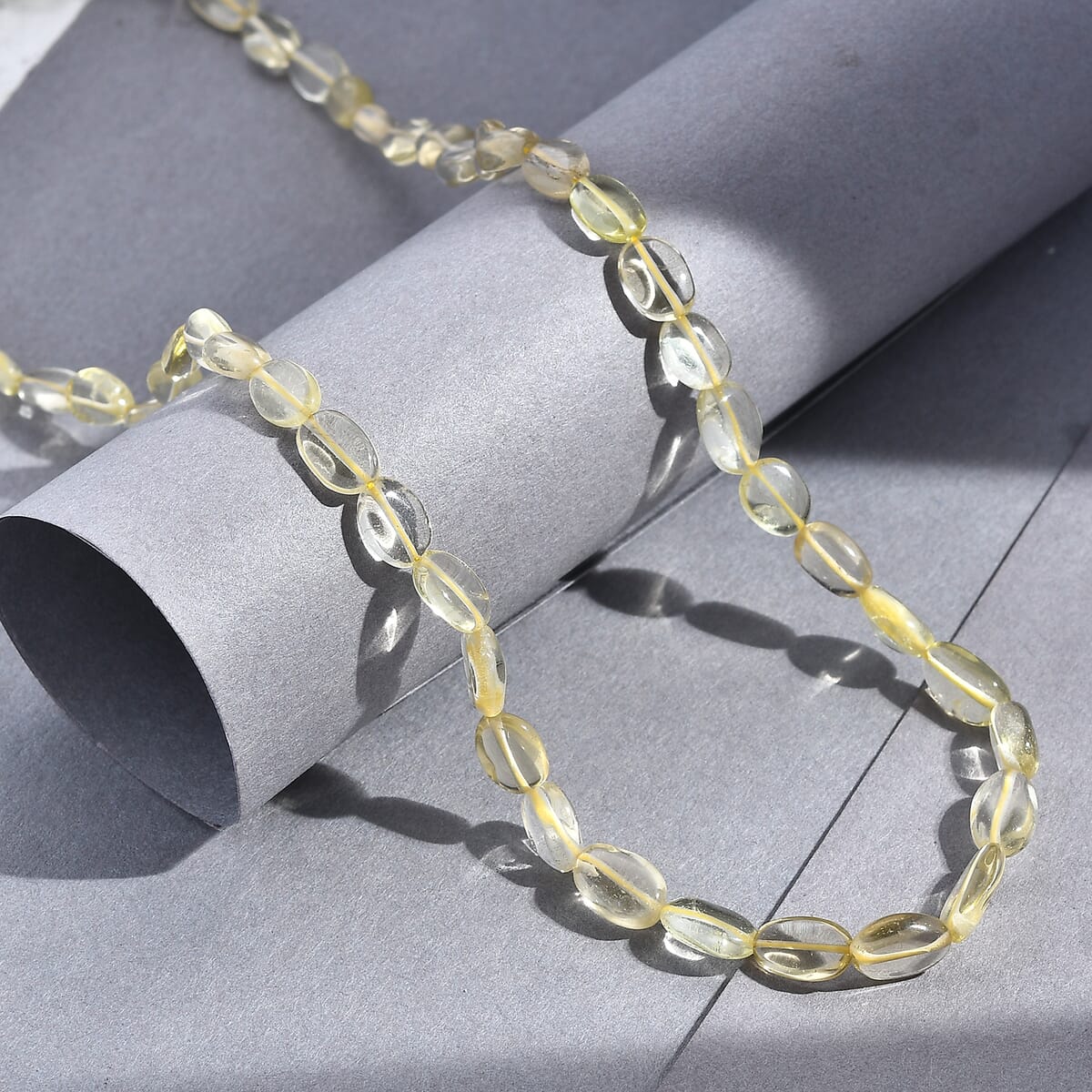 Lemon Quartz 85.00 ctw Necklace in Stainless Steel 18 Inches image number 1