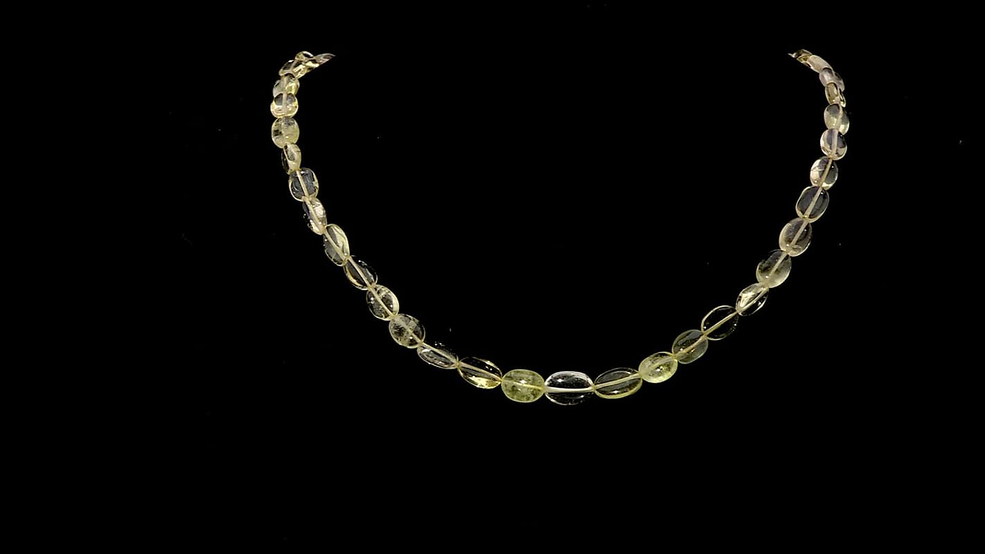 Lemon Quartz 85.00 ctw Necklace in Stainless Steel 18 Inches