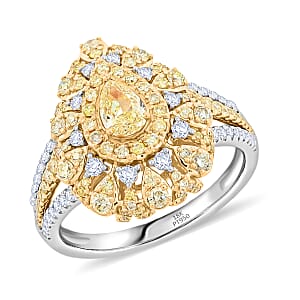 Doorbuster Modani Natural Yellow and White Diamond 1.27 ctw Ring in 18K White and Yellow Gold (Size 7.0) 5.85 Grams
