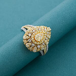  Modani Natural Yellow and White Diamond 1.27 ctw Ring in 18K White and Yellow Gold (Size 7.0) 5.85 Grams