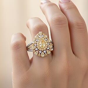  Modani Natural Yellow and White Diamond 1.27 ctw Ring in 18K White and Yellow Gold (Size 7.0) 5.85 Grams