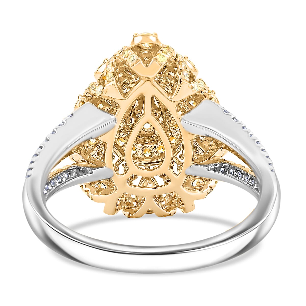 Doorbuster Modani Natural Yellow and White Diamond 1.27 ctw Ring in 18K White and Yellow Gold (Size 7.0) 5.85 Grams image number 4