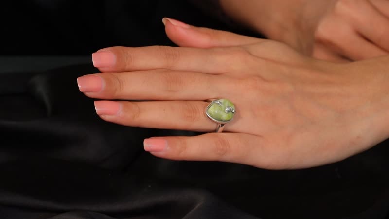 Connemara Marble 11.50 ctw Ring in Platinum Over Sterling Silver
