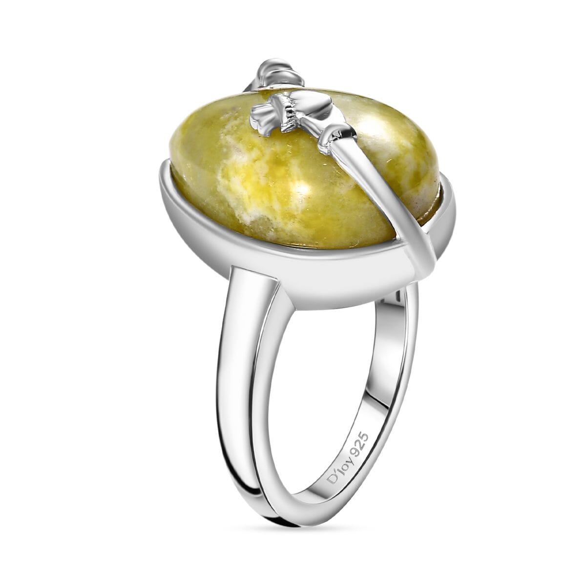 Connemara Marble 11.50 ctw Claddagh Ring in Platinum Over Sterling Silver (Size 11.0) image number 3