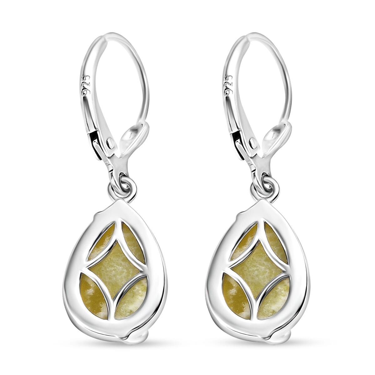 Connemara Marble 6.60 ctw Claddagh Earrings in Platinum Over Sterling Silver image number 3