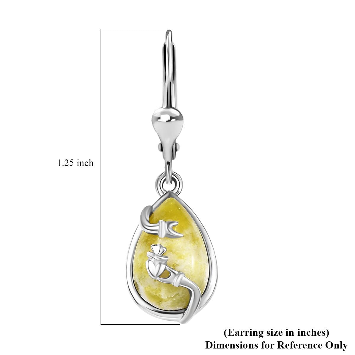 Connemara Marble 6.60 ctw Claddagh Earrings in Platinum Over Sterling Silver image number 4