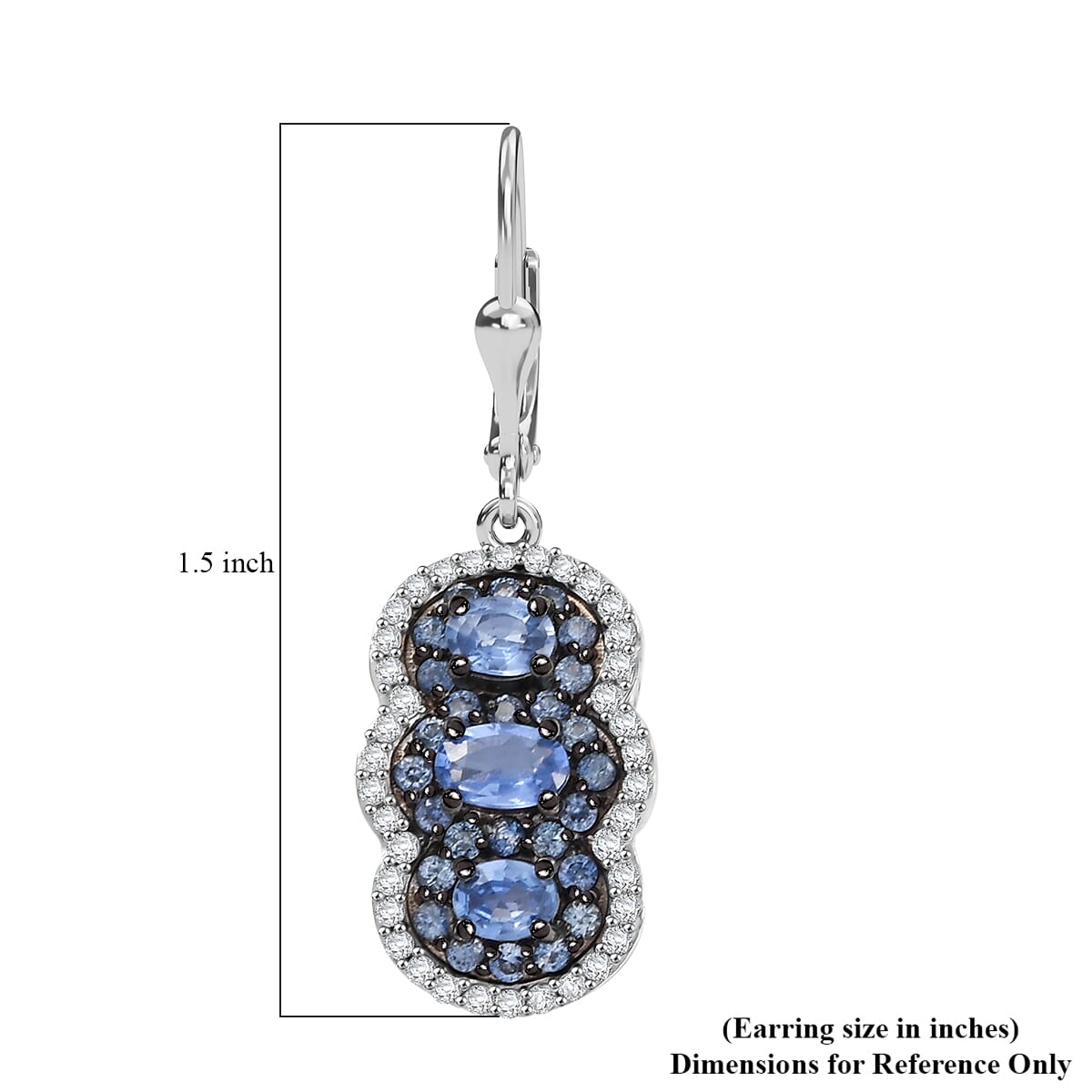 D'Joy Ceylon Sapphire and White Zircon 3.25 ctw Earrings in Rhodium Over Sterling Silver  image number 5