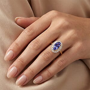 Asscher Cut African Ruby (FF), Kagem Zambian Emerald Ring in 18K Vermeil YG Sterling Silver 8.15 ctw