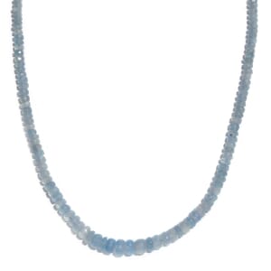Santa Maria Aquamarine 50.00 ctw Necklace in Rhodium Over Sterling Silver 18 Inches