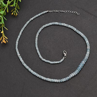 Santa Maria Aquamarine 50.00 ctw Necklace in Rhodium Over Sterling Silver 18 Inches