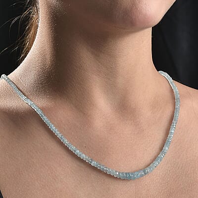 Santa Maria Aquamarine 50.00 ctw Necklace in Rhodium Over Sterling Silver 18 Inches