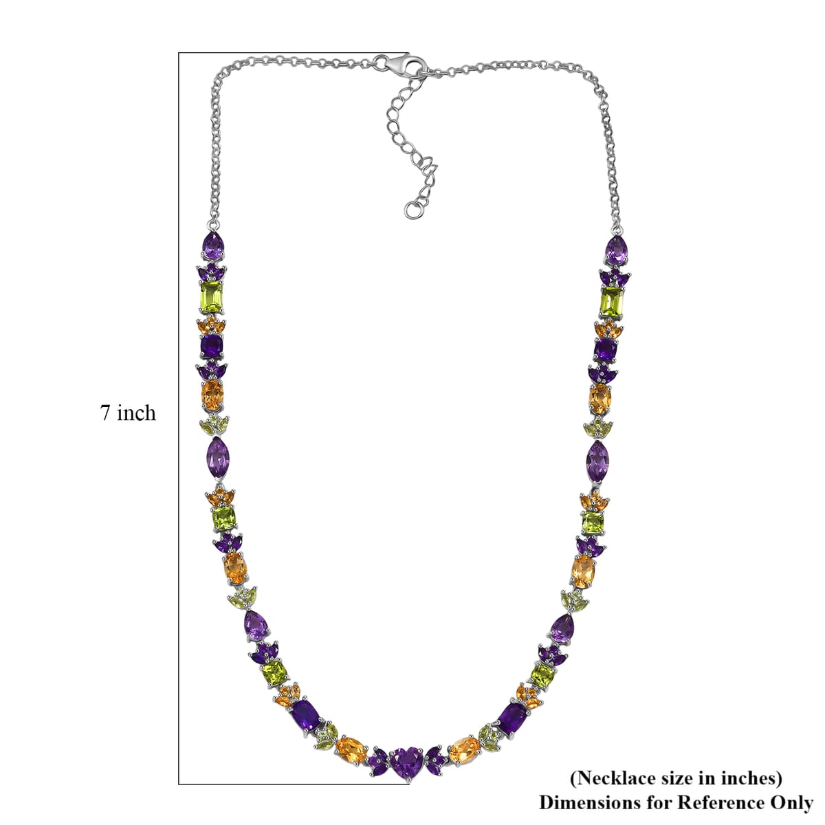 GP Royal Art Deco Collection Premium Rose De France Amethyst and Multi Gemstones 22.00 ctw Necklace in Rhodium Over Sterling Silver 18 Inches image number 5