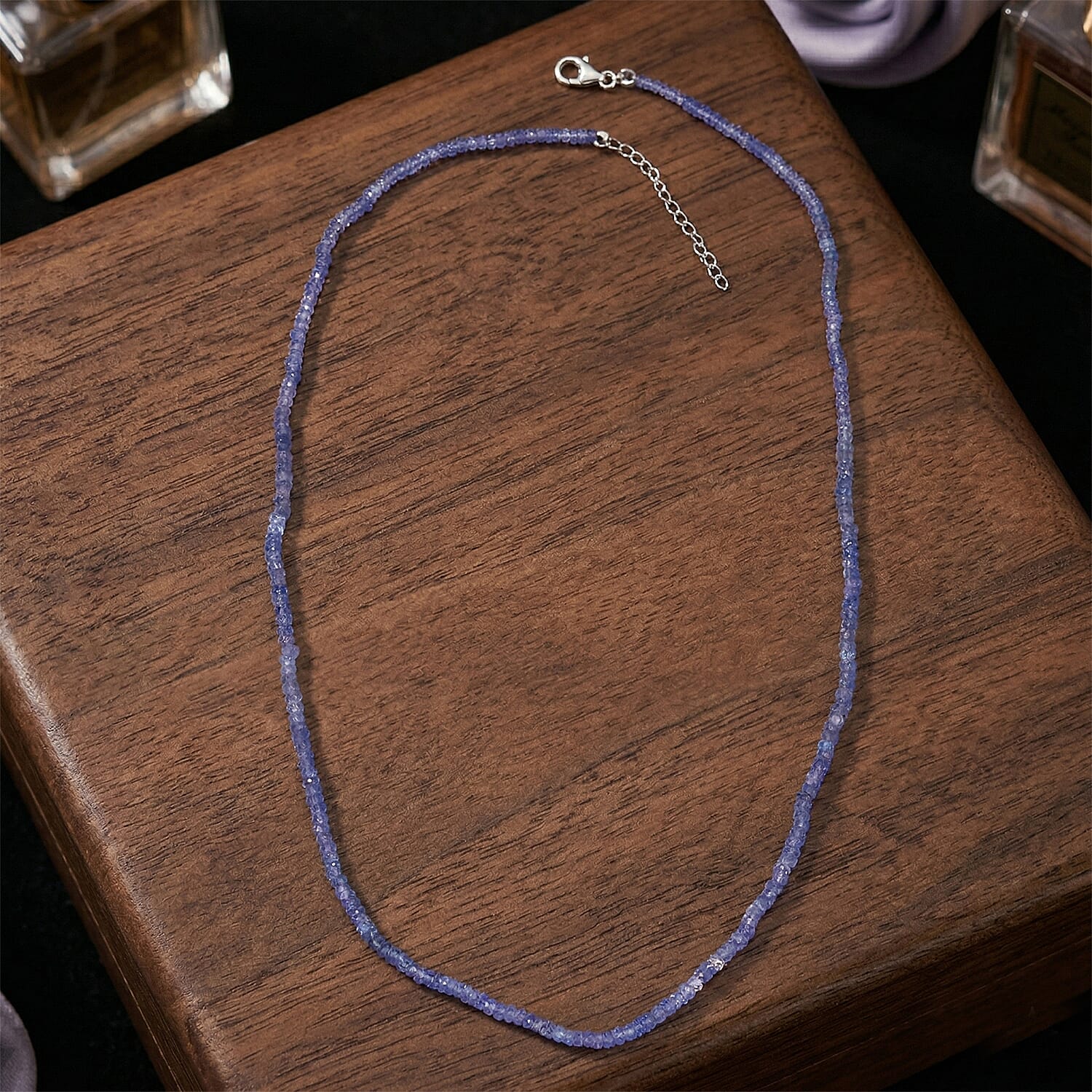 Tanzanite 40.00 ctw Necklace in Rhodium Over Sterling Silver 18 Inches