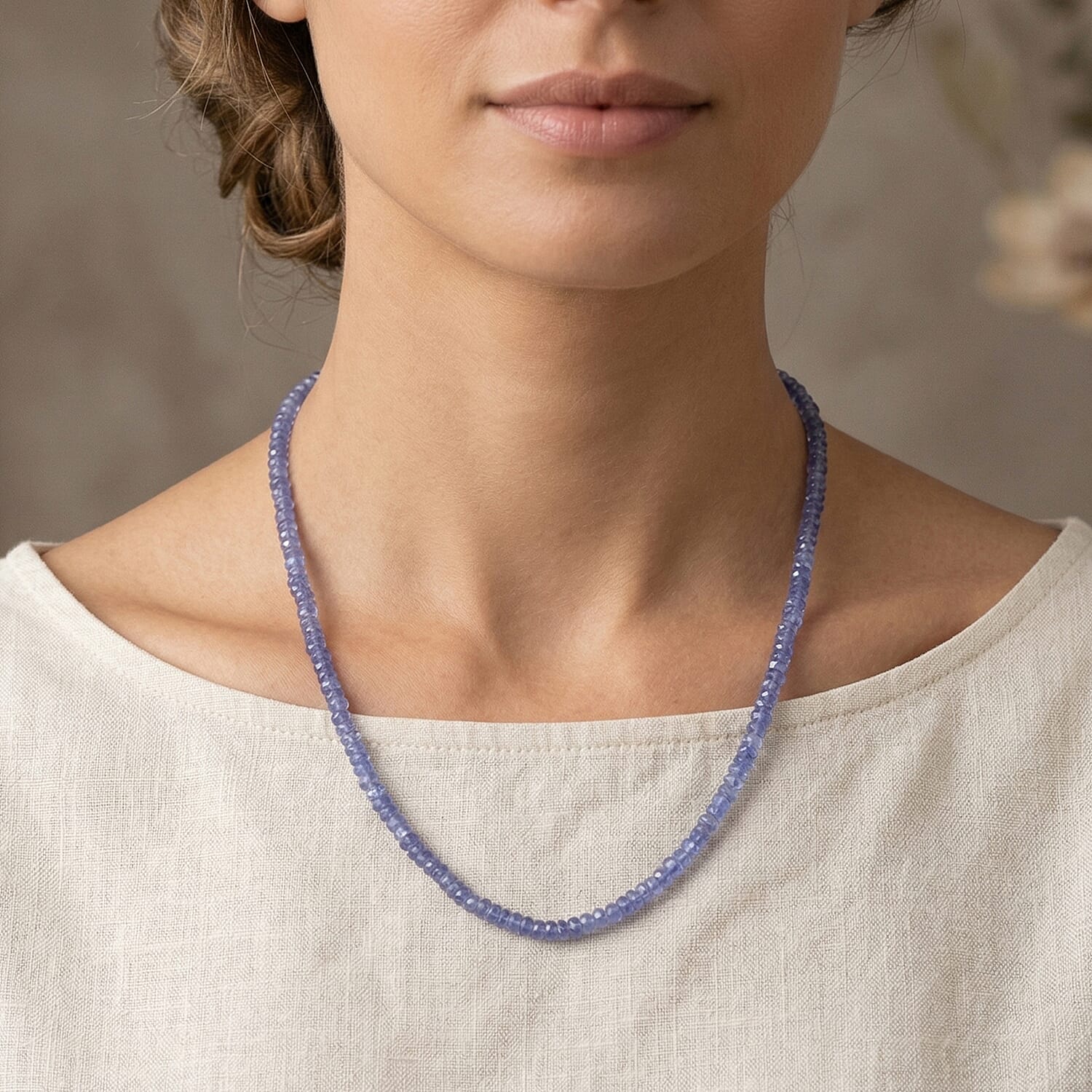 Tanzanite 40.00 ctw Necklace in Rhodium Over Sterling Silver 18 Inches