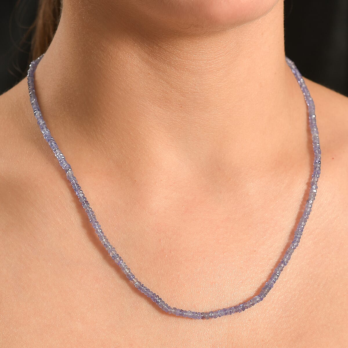 Tanzanite 40.00 ctw Necklace in Rhodium Over Sterling Silver 18 Inches image number 2