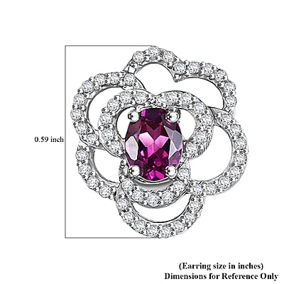GP Italian Garden Collection AAA Radiant Ember Garnet and Multi Gemstone 2.00 ctw Stud Earrings in Rhodium Over Sterling Silver