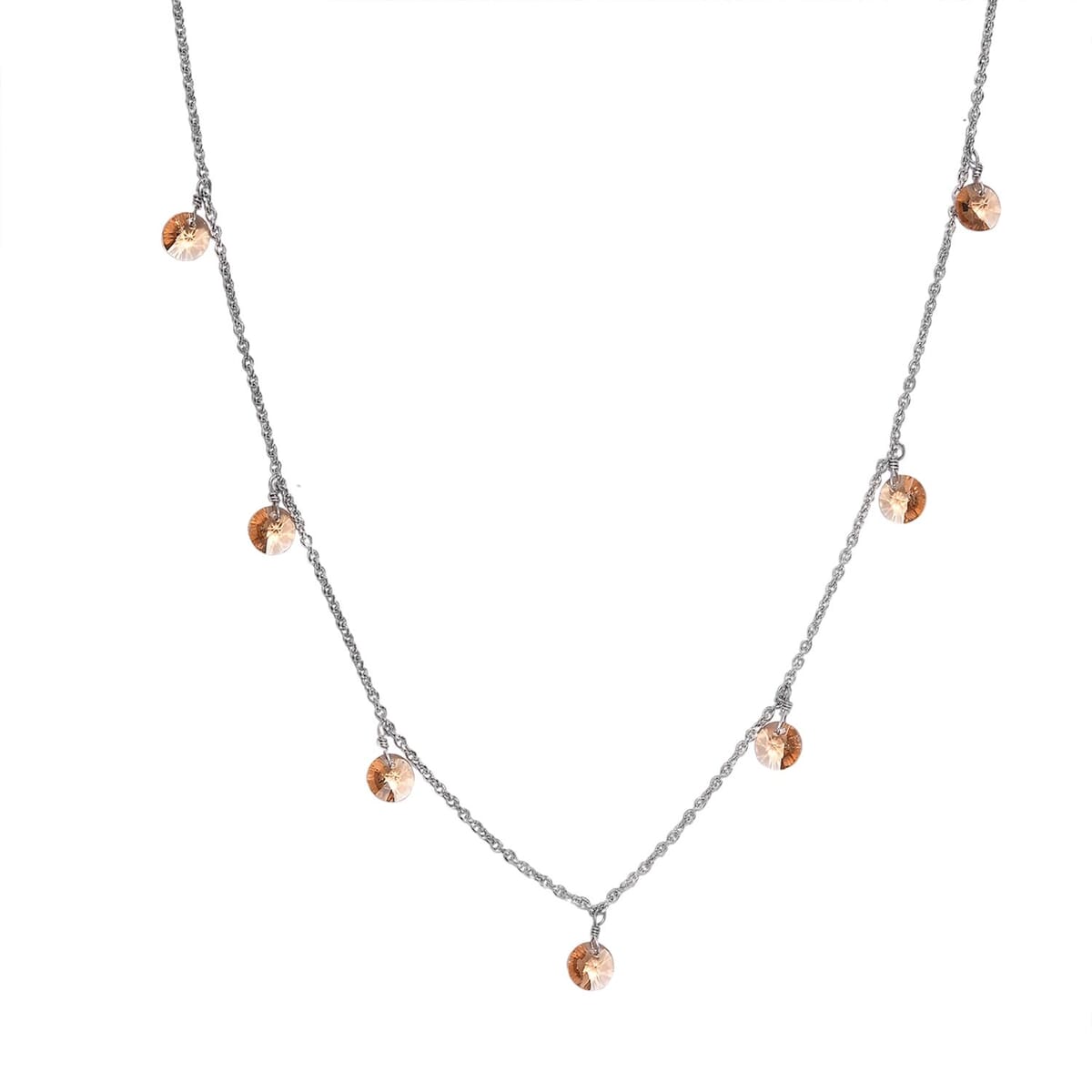 J Francis Embellished with Light Colorado Topaz Crystal by Swarovski Necklace in Rhodium Over Sterling Silver 18 Inches image number 0