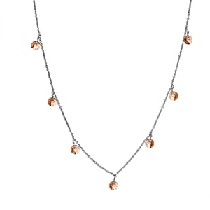 J Francis Embellished with Light Colorado Topaz Crystal by Swarovski Necklace in Rhodium Over Sterling Silver 18 Inches