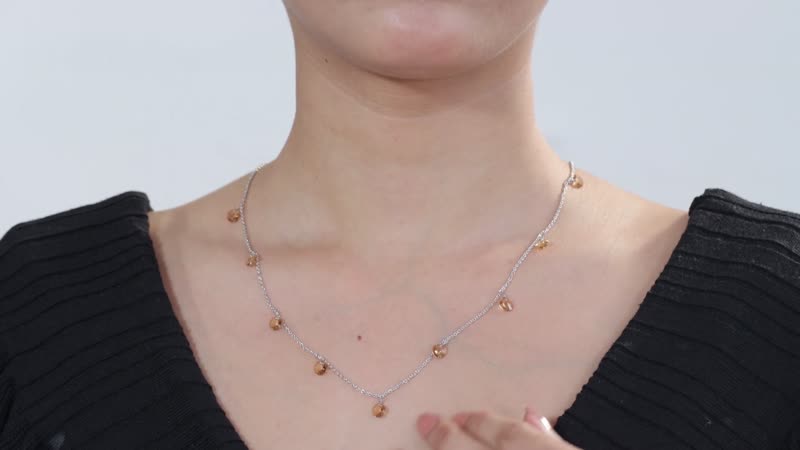 J Francis Embellished with Light Colorado Topaz Crystal by Swarovski Necklace (18 Inches) in Rhodium Over Sterling Silver