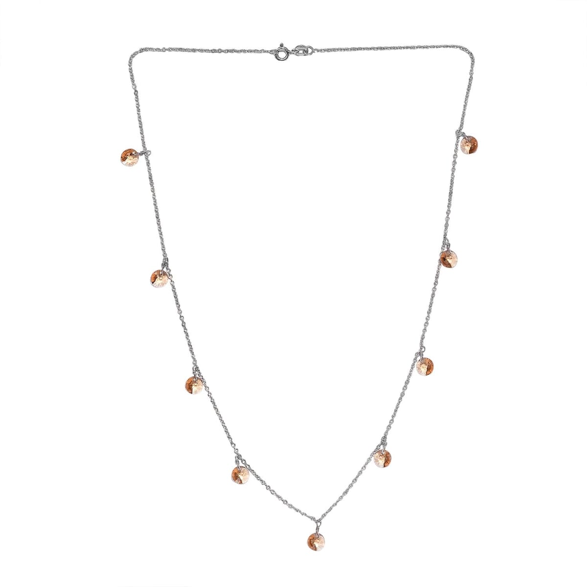 J Francis Embellished with Light Colorado Topaz Crystal by Swarovski Necklace in Rhodium Over Sterling Silver 18 Inches image number 3