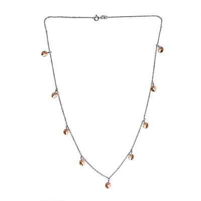 J Francis Embellished with Light Colorado Topaz Crystal by Swarovski Necklace in Rhodium Over Sterling Silver 18 Inches