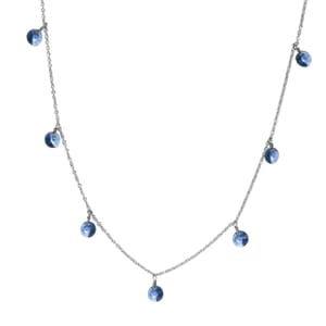 J Francis Embellished with Denim Blue Color Crystal by Swarovski Necklace in Rhodium Over Sterling Silver 18 Inches