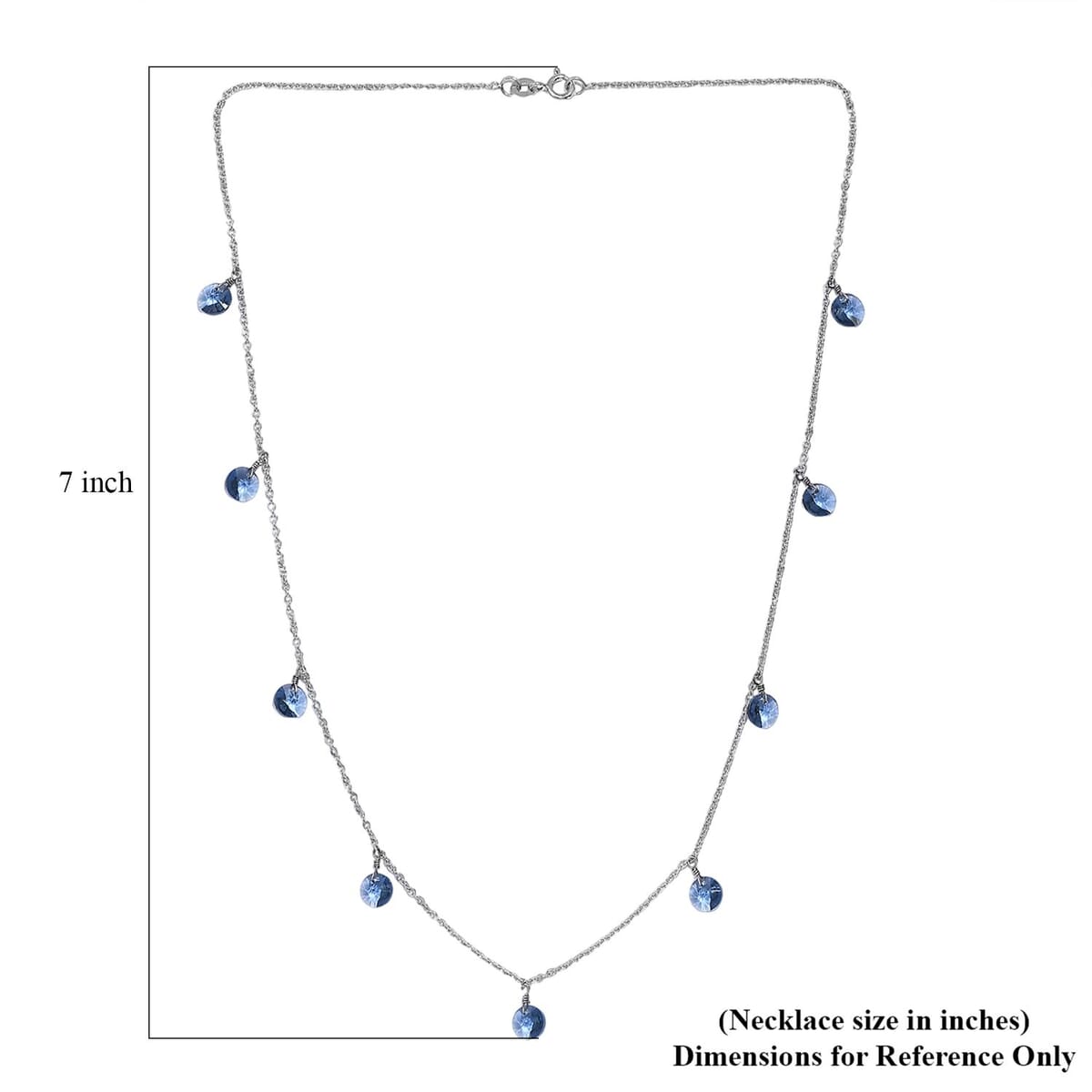J Francis Embellished with Denim Blue Color Crystal by Swarovski Necklace in Rhodium Over Sterling Silver 18 Inches image number 5
