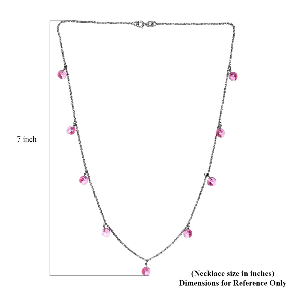 J Francis Embellished with Rose Color Crystal by Swarovski Necklace in Rhodium Over Sterling Silver 18 Inches image number 5