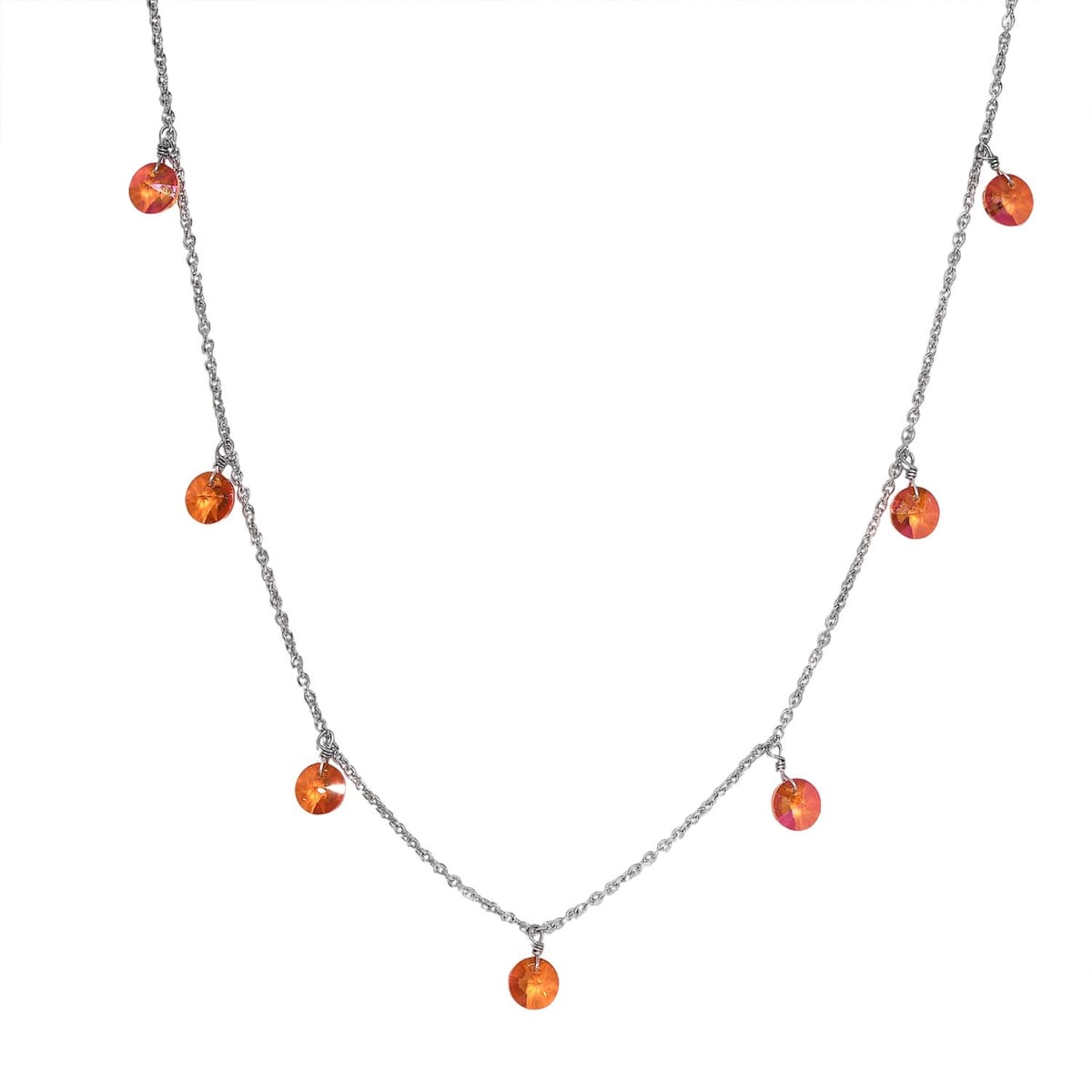 J Francis Embellished with Astral Pink Crystal by Swarovski Necklace (18 inches) in Rhodium Over Sterling Silver image number 0