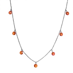 J Francis Embellished with Astral Pink Crystal by Swarovski Necklace (18 inches) in Rhodium Over Sterling Silver