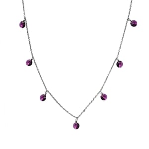J Francis Embellished with Foilback Amethyst Color Crystal by Swarovski Necklace in Rhodium Over Sterling Silver 18 Inches
