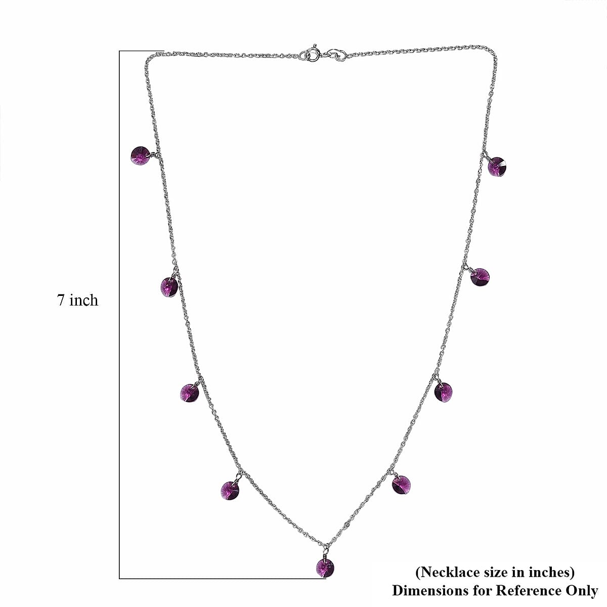 J Francis Embellished with Foilback Amethyst Color Crystal by Swarovski Necklace in Rhodium Over Sterling Silver 18 Inches image number 5