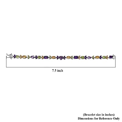 GP Royal Art Deco Collection Premium Rose De France Amethyst and Multi Gemstone 15.20 ctw Bracelet in Rhodium Over Sterling Silver (7.25 In)