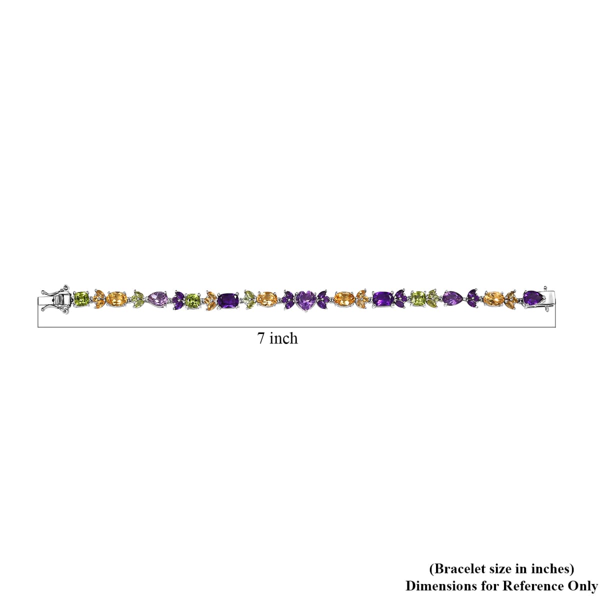 GP Royal Art Deco Collection Premium Rose De France Amethyst and Multi Gemstones 13.80 ctw Linking Bracelet in Rhodium Over Sterling Silver (6.50 In) image number 4