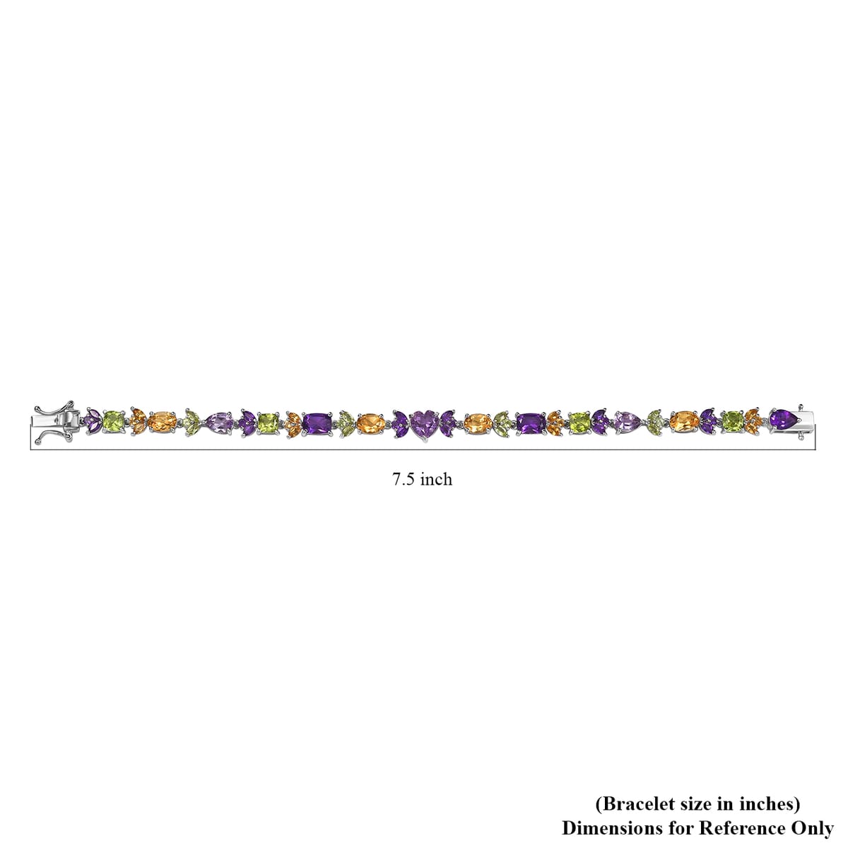 GP Royal Art Deco Collection Premium Rose De France Amethyst and Multi Gemstones 16.10 ctw Linking Bracelet in Rhodium Over Sterling Silver (8.00 In) image number 4